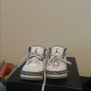 Jordan Kids White and Navy Sneakers